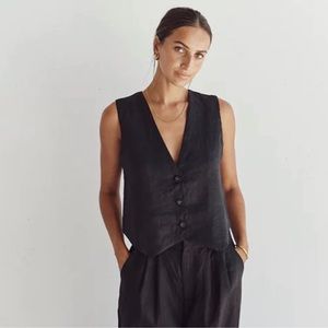 DISSH BLANKS BLACK LINEN VEST